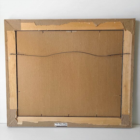 Vintage Original Tropical Seascape Oil Painting Beach Island Canoe Palms Signed - Picture 6 of 10